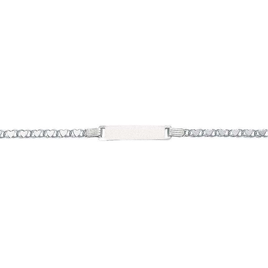 14K Gold Children's Heart ID Bracelet-White | Lobster