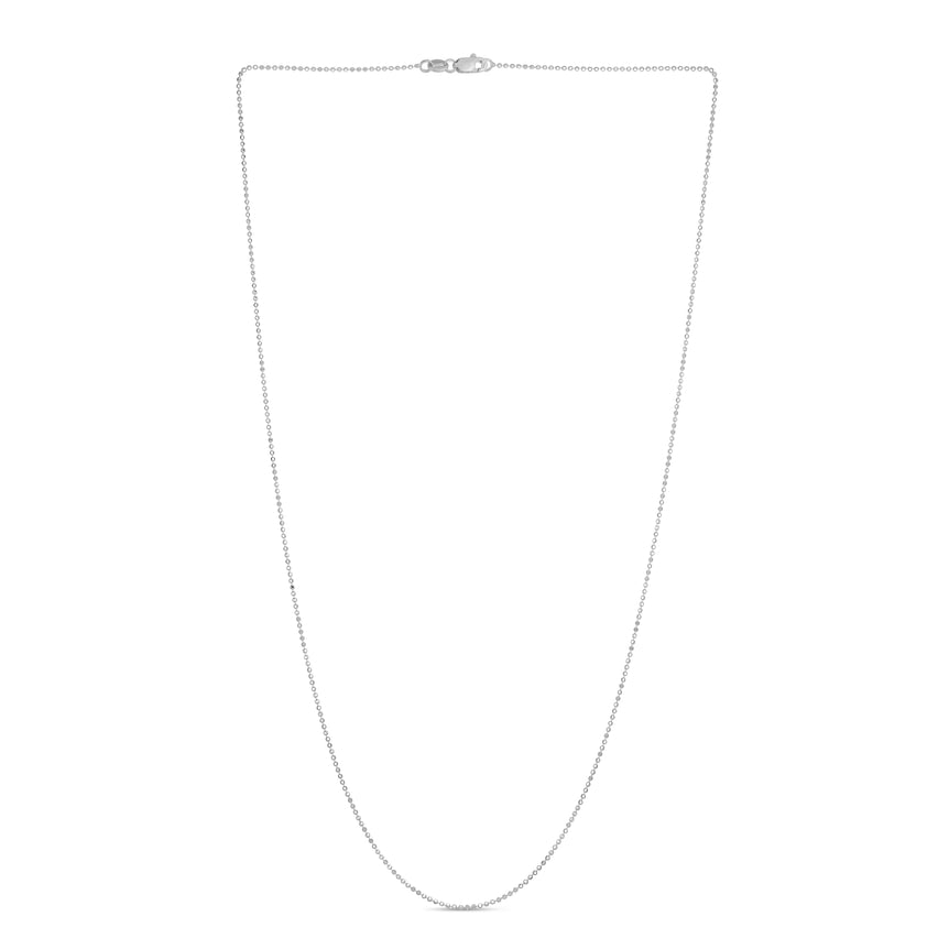 14K Gold 0.9mm Diamond Cut Bead Chain-White | Lobster