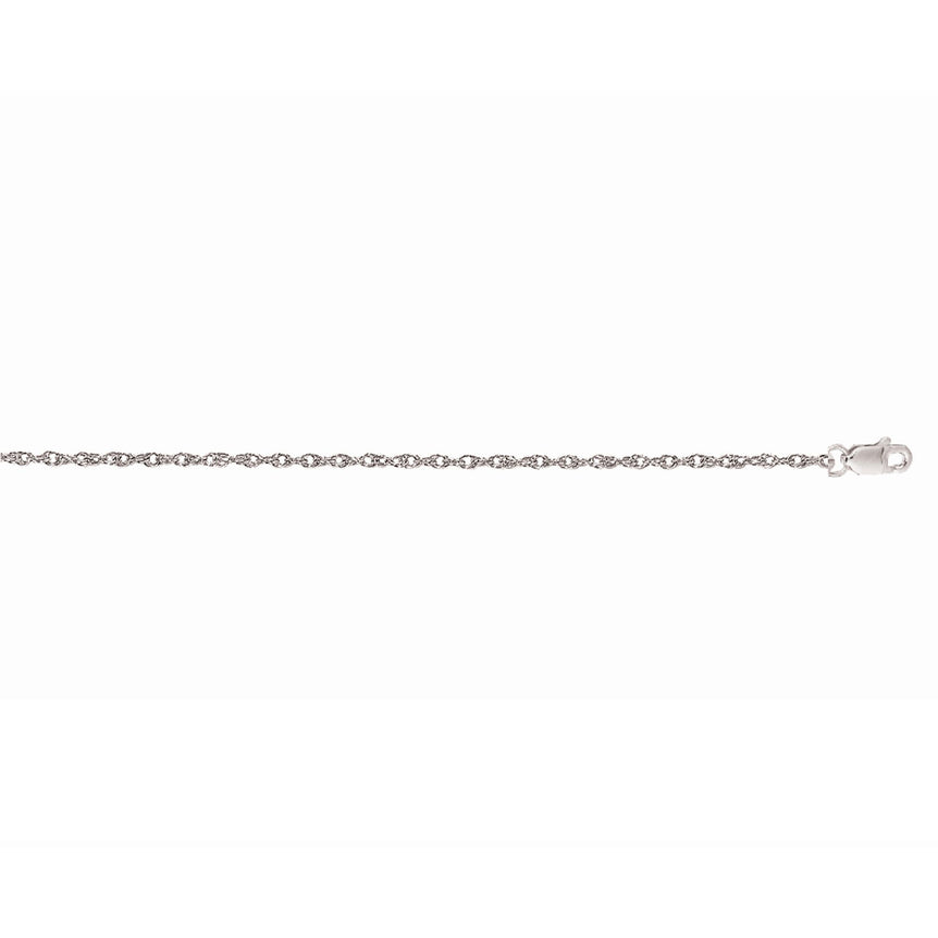 14K Gold .85mm Machine Rope Chain (Carded) -White | Lobster