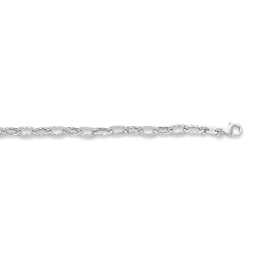 14K Gold Textured Cable Anklet-White | Lobster