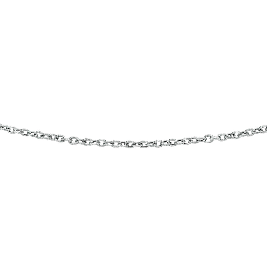 14K Gold 2.9mm Textured Cable Chain-White | Lobster