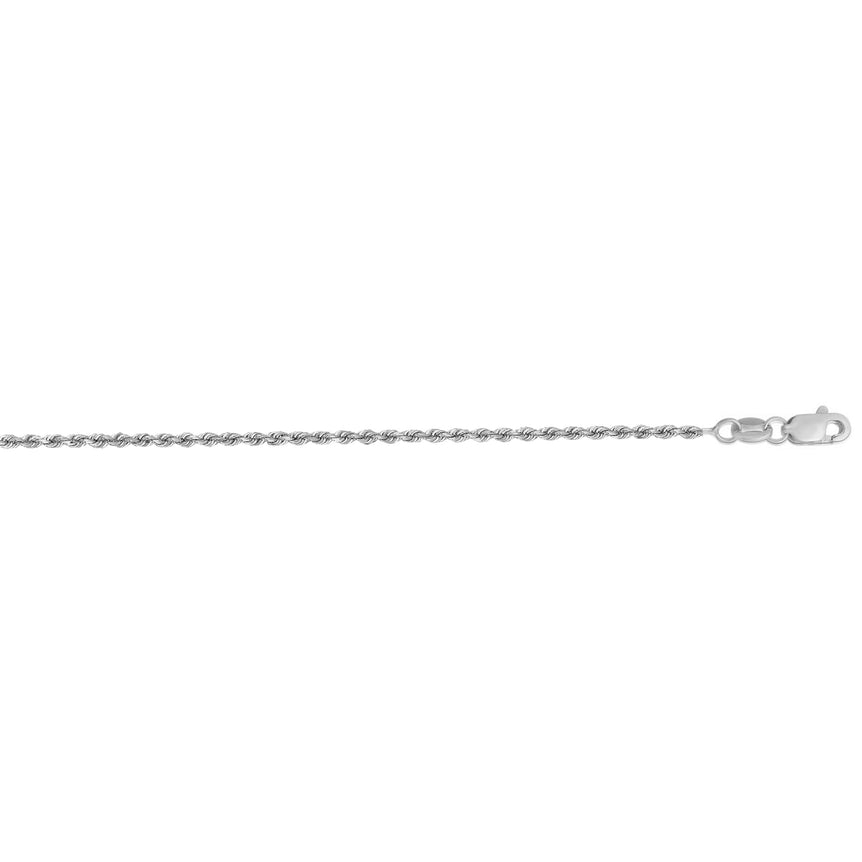 14K Gold 18" 1.4mm Diamond Cut Royal Rope Chain-White | Lobster