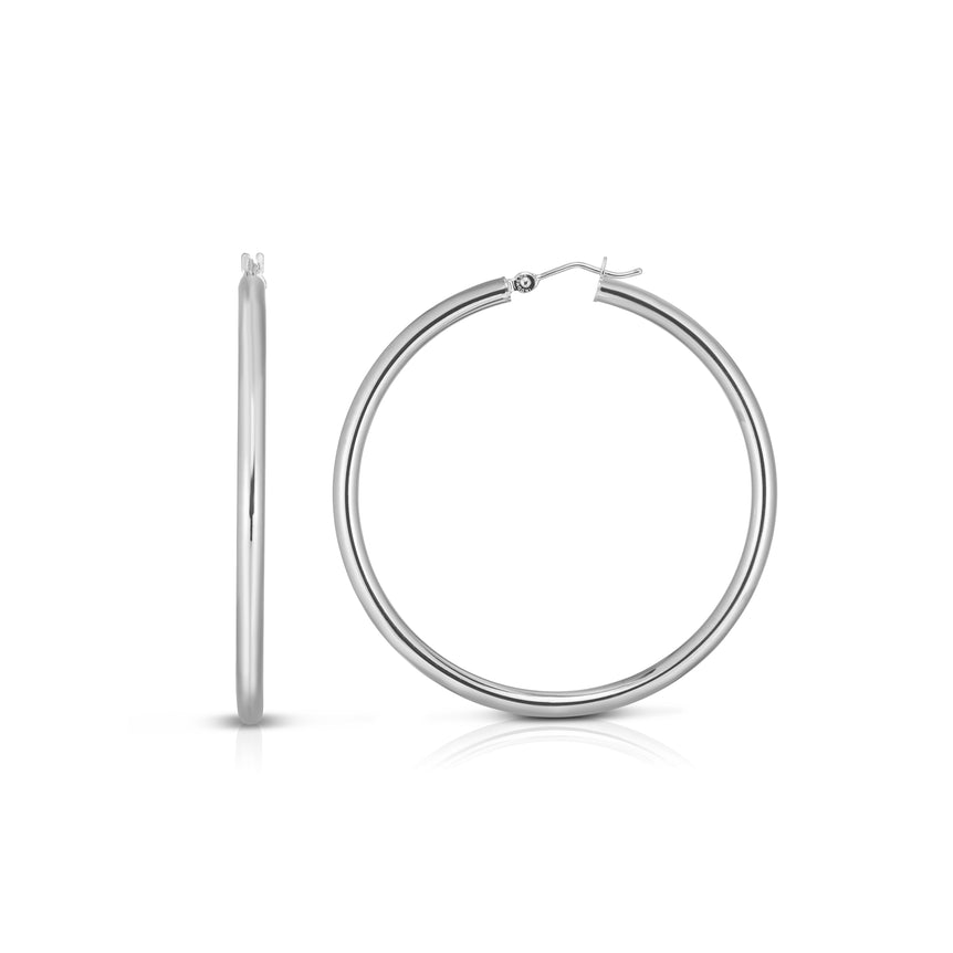 14K Gold 3x20mm Hoops-White | Hinged