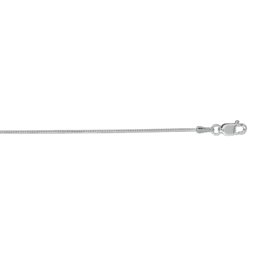 14K Gold .9mm Round Snake Chain -White | Lobster