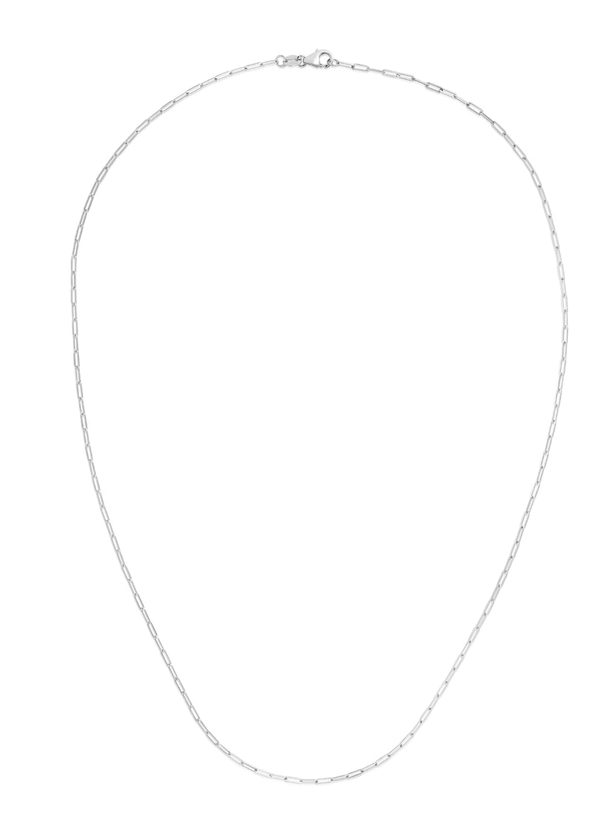 14K Gold 1.5mm Paperclip Chain-White | Pear Shaped Lobster