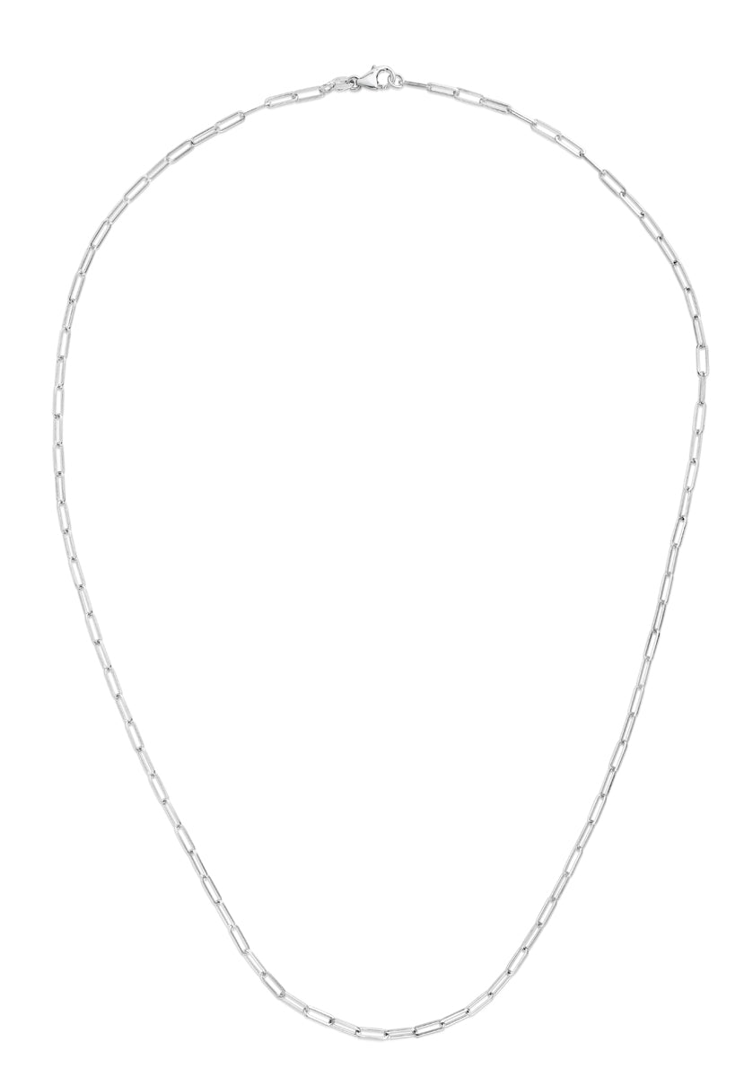 14K Gold 2.1mm Paperclip Chain-White | Pear Shaped Lobster