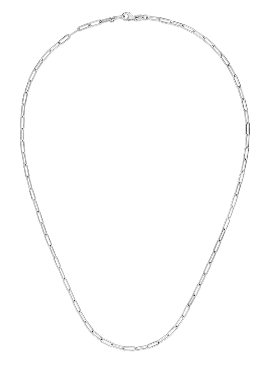 14K Gold 2.5mm Paperclip Chain -White | Pear Shaped Lobster