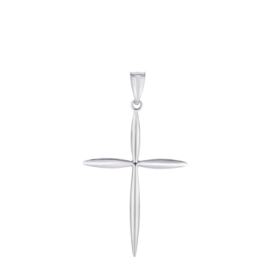 14K Gold Polished Cross-White