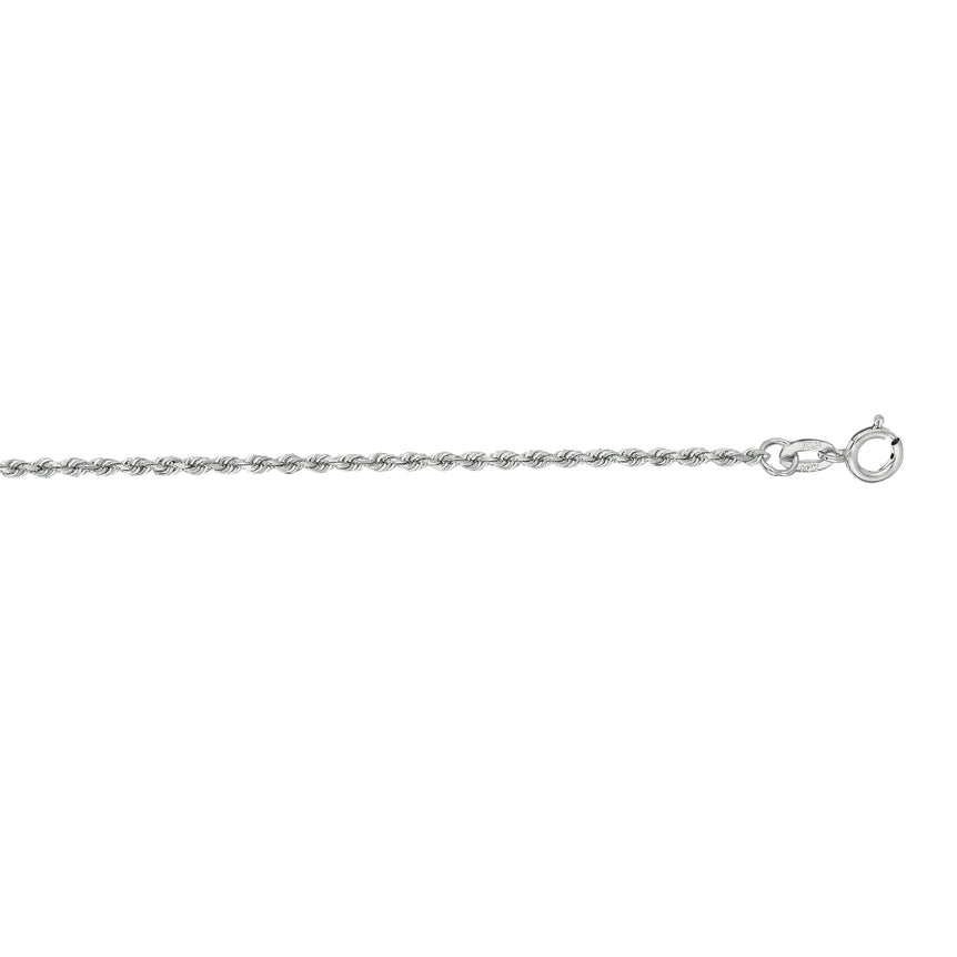 14K Gold 1.4mm Diamond Cut Royal Rope Chain-White | Spring Ring