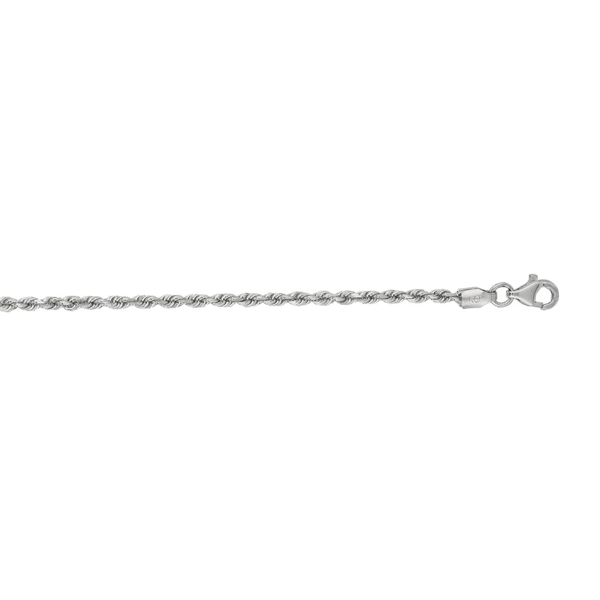 14K Gold 2mm Diamond Cut Royal Rope Chain-White | Pear Shaped Lobster