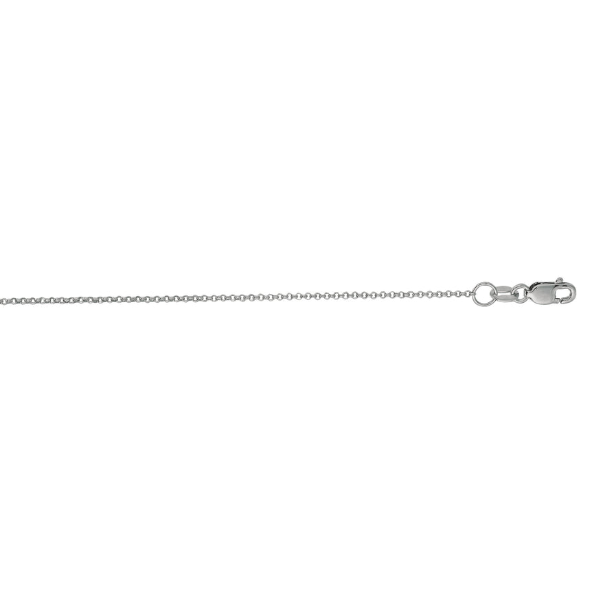 14K Gold 1.1mm Diamond Cut Rolo Chain-White | Pear Shaped Lobster