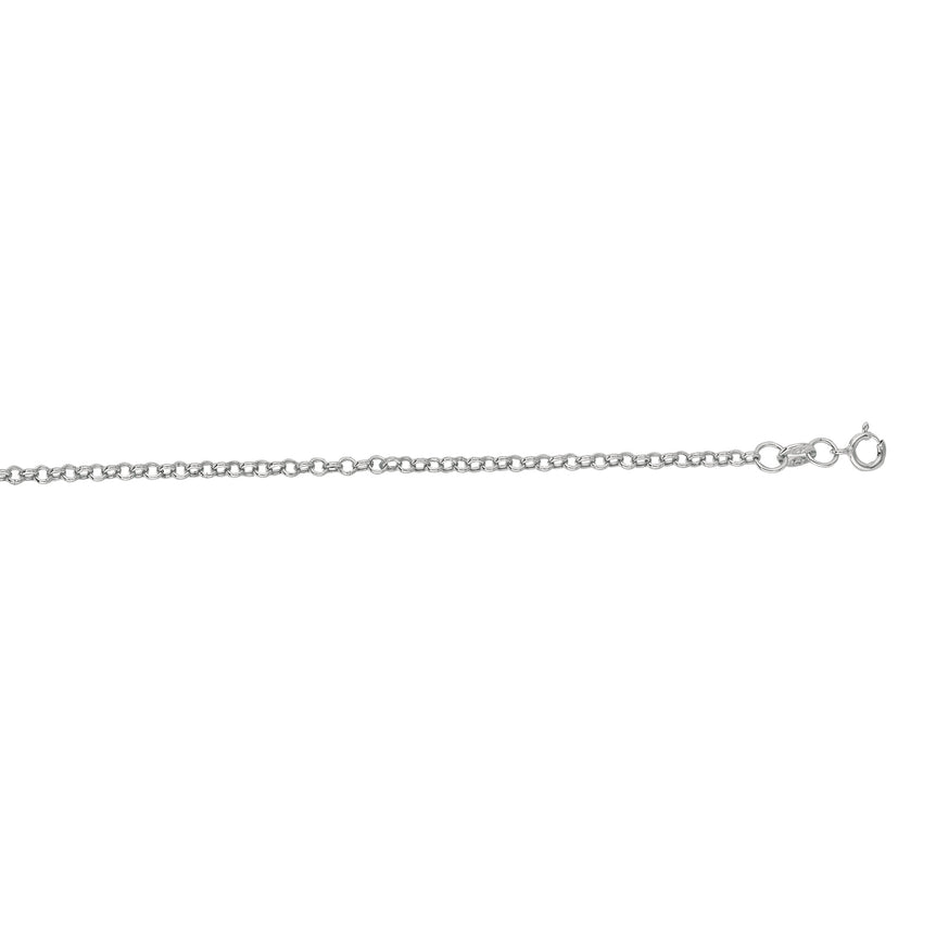14K Gold 1.9mm Lite Rolo Chain-White | Spring Ring