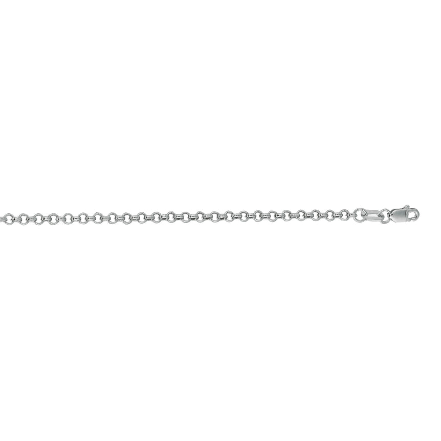 14K Gold 2.5mm Lite Rolo Chain-White | Lobster