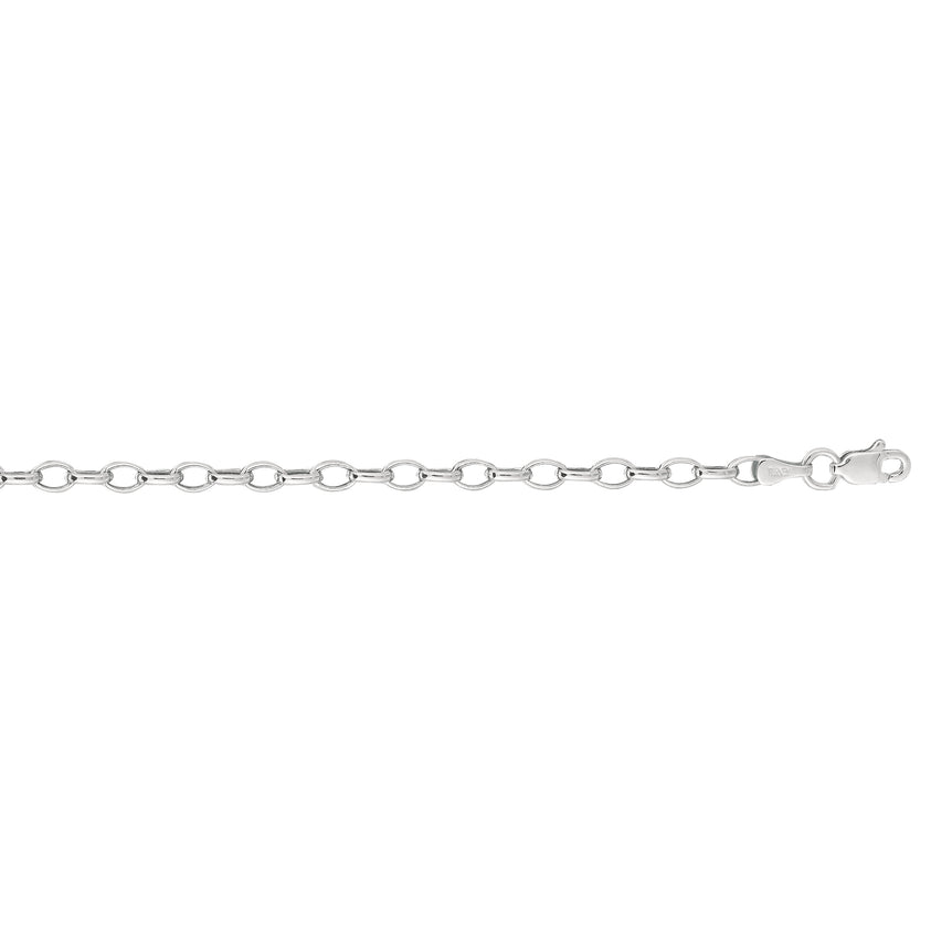 14K Gold 3.2mm Lite Oval Rolo Chain-White | Lobster