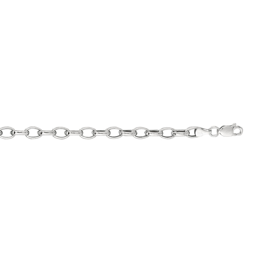 14K Gold 4.6mm Lite Oval Rolo Chain -White | Lobster