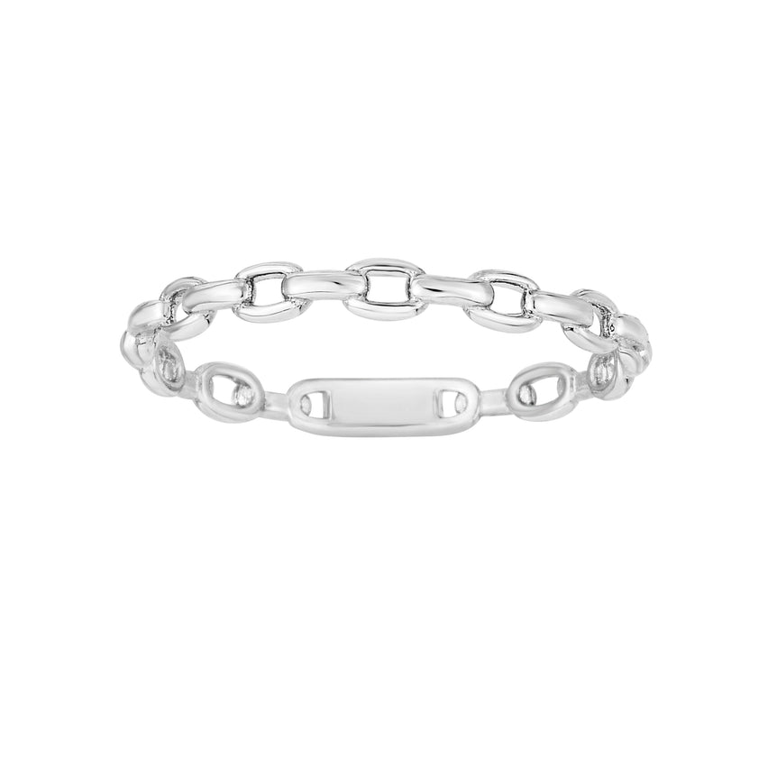 14K White Gold Oval Links Ring-White