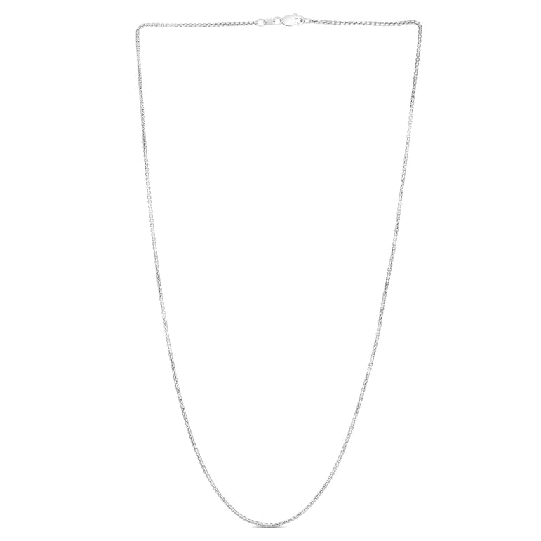 14K Gold 1.3mm Lite Round Box Chain-White | Spring Ring