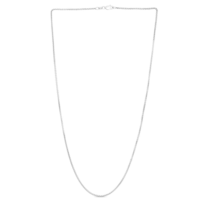 14K Gold 1.3mm Lite Round Box Chain-White | Spring Ring