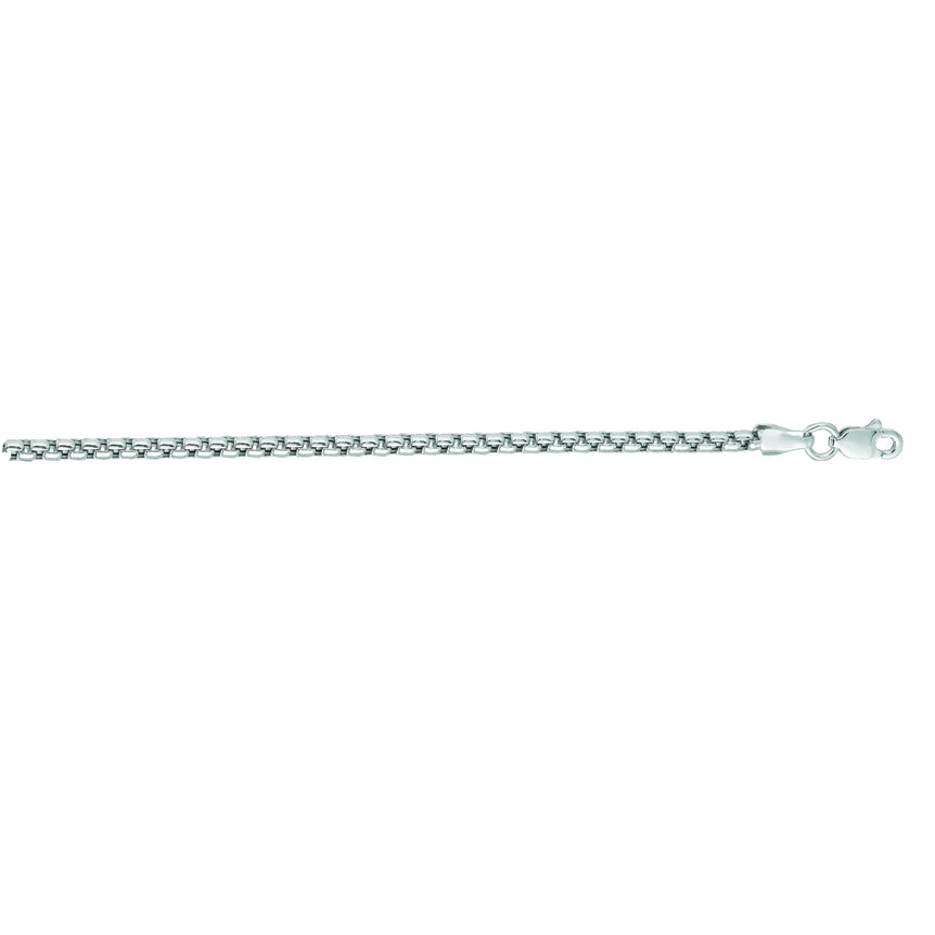 14K Gold 2.5mm Lite Round Box Chain-White | Lobster