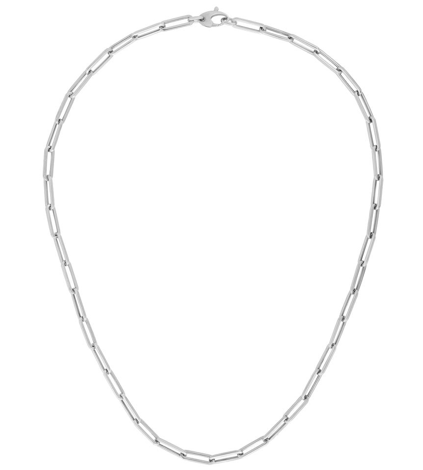 14K Gold 4.2mm Paperclip Chain -White | Almond Lobster