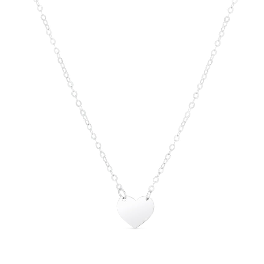 14K White Mini Heart Pendant-White | Spring Ring