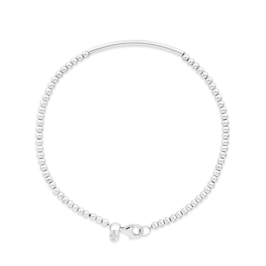 14K Gold Bead Bar Bracelet-White | Pear Shaped Lobster