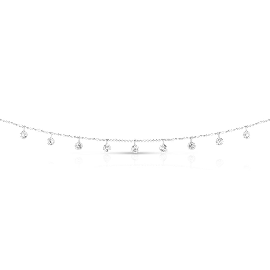 14K Gold .50ct Dangling Diamonds Necklace-White | Spring Ring