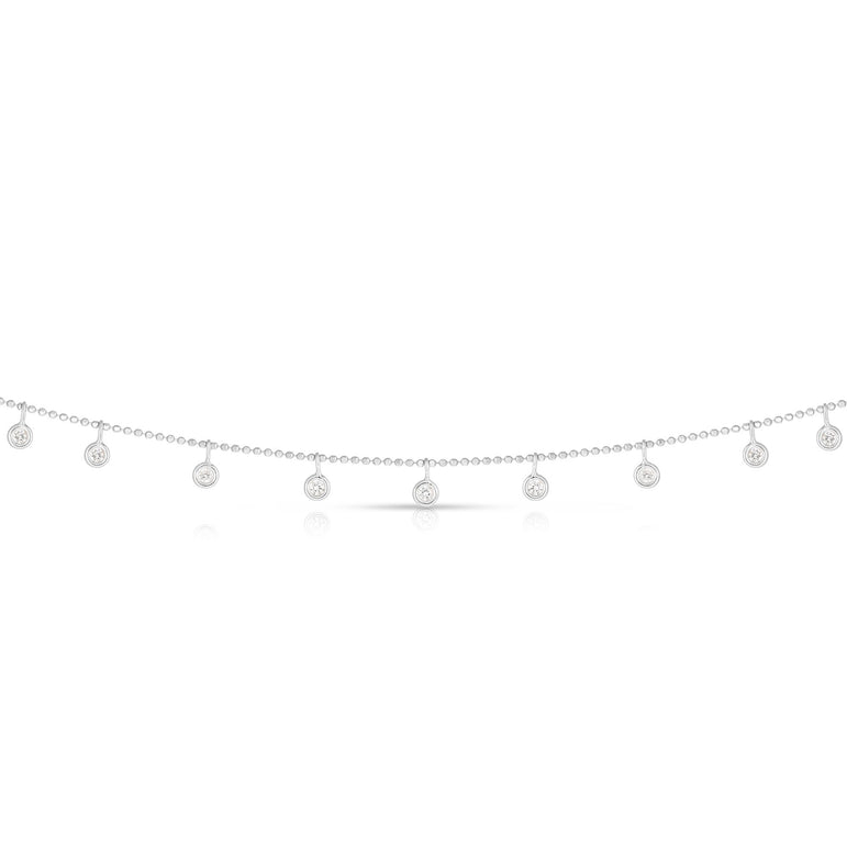 14K Gold .25ct Dangling Diamonds Necklace-White | Spring Ring