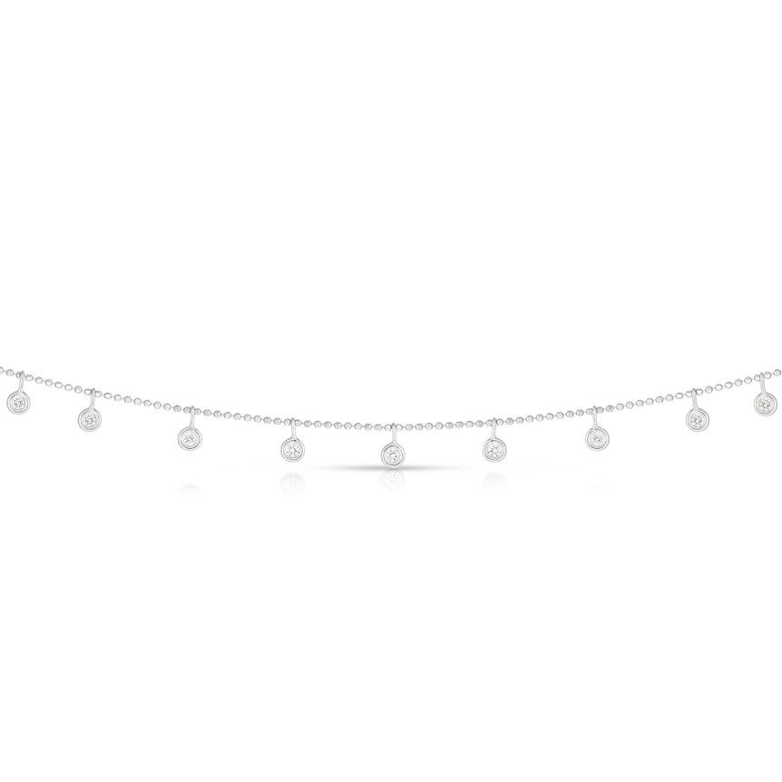 14K Gold .25ct Dangling Diamonds Necklace-White | Spring Ring