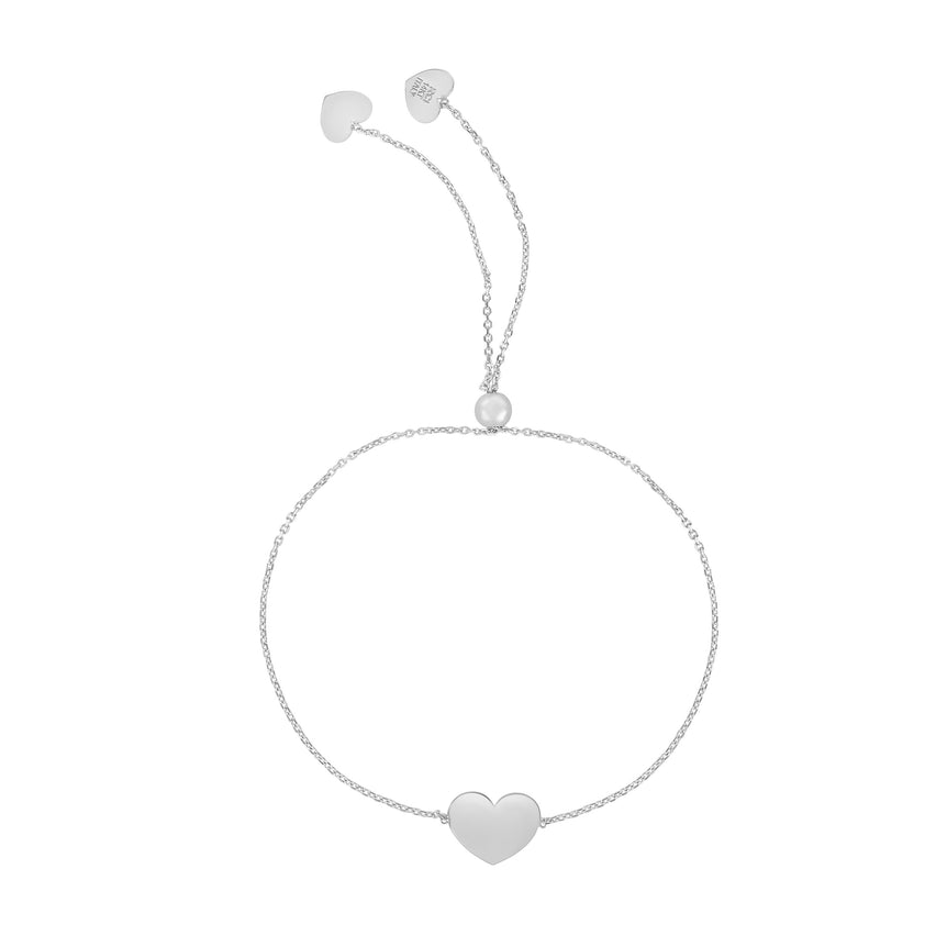14K Gold Heart Friendship Bracelet-White | Draw String