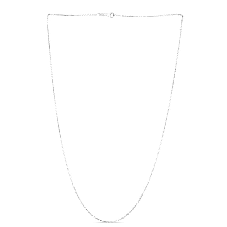 14K Gold 1.2mm Oval Cable Chain-White | Pear Shaped Lobster