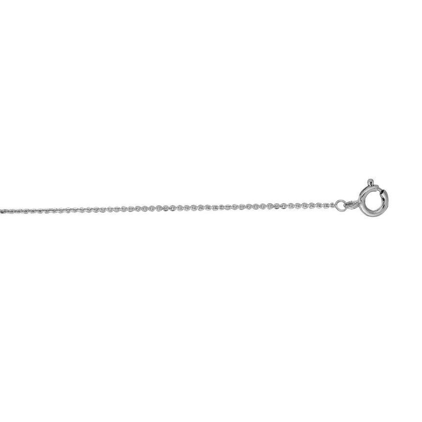 14K Gold 0.68mm Diamond Cut Cable Chain-White | Spring Ring