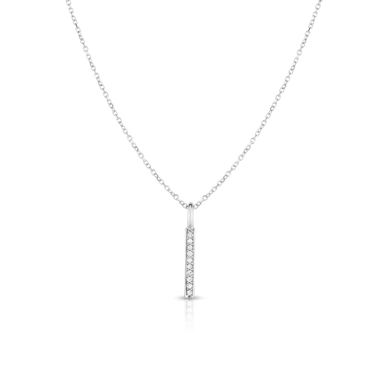 14K Gold .06ct Diamond Bar Necklace-White | Lobster