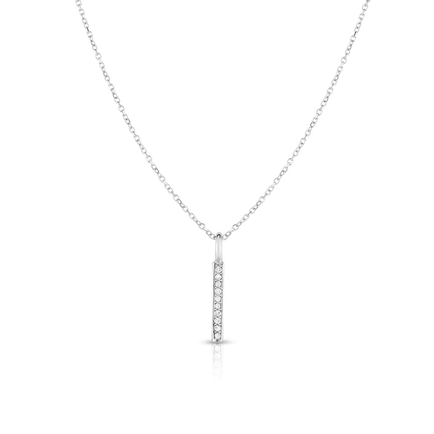 14K Gold .06ct Diamond Bar Necklace-White | Lobster