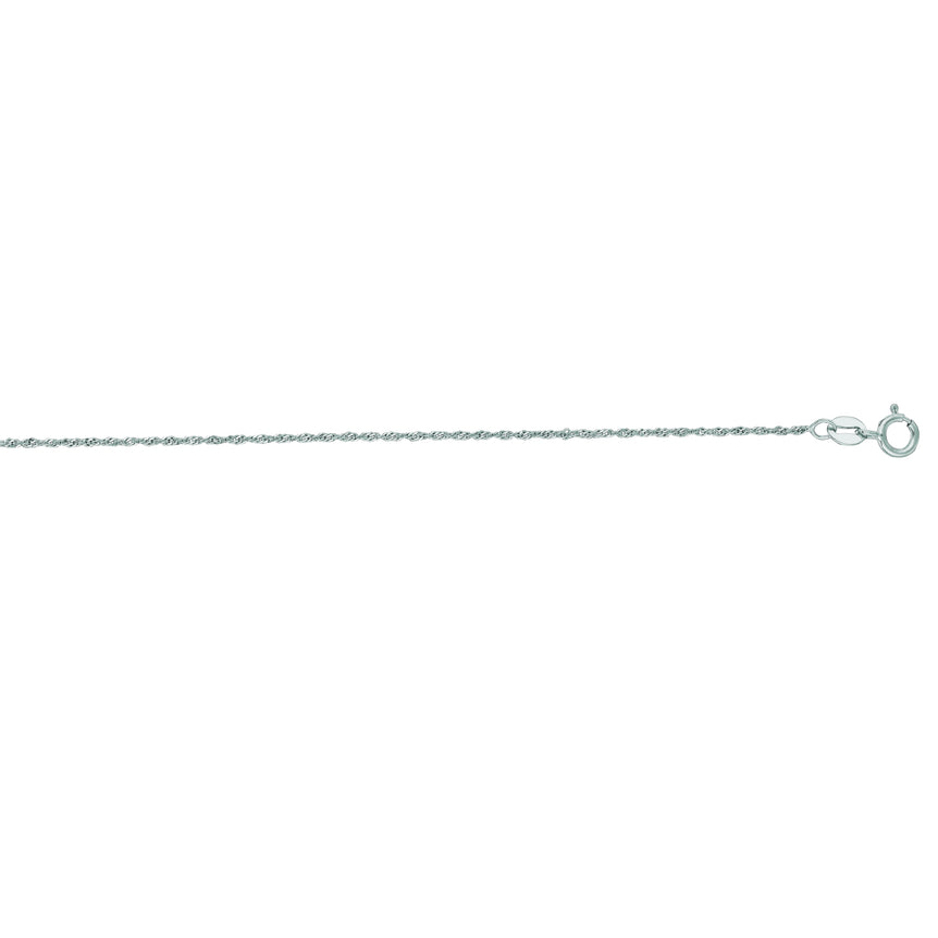 14K Gold 1.1mm Singapore Chain-White | Spring Ring
