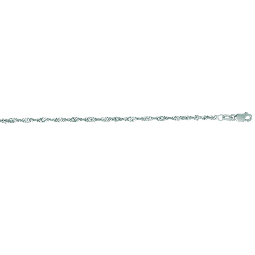 14K Gold 2.1mm Singapore Chain -White | Lobster