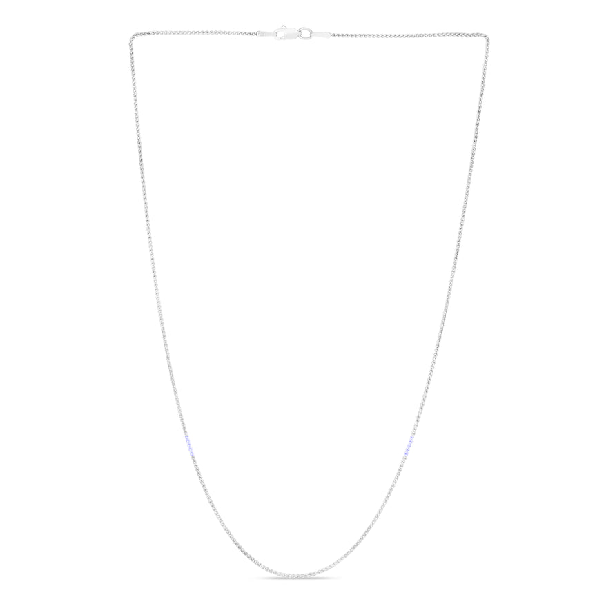 14K Gold 1.2mm Round Wheat Chain -White | Lobster