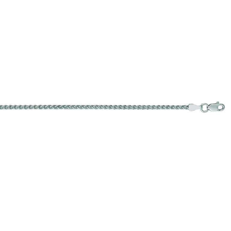 14K Gold 2.1mm Round Wheat Chain -White | Lobster