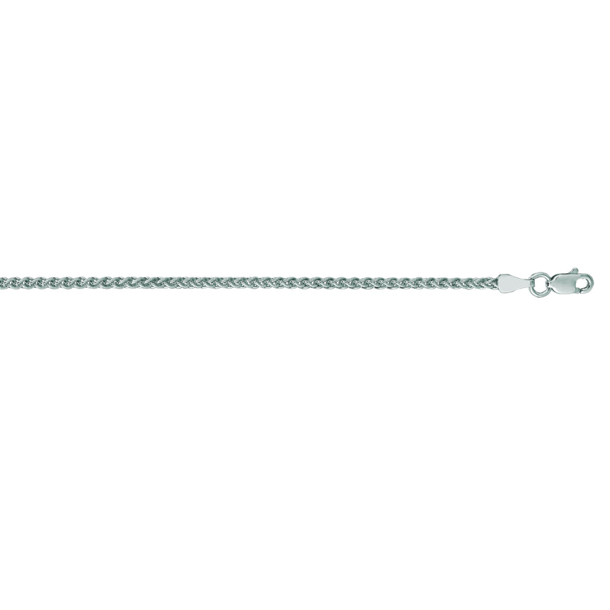 14K Gold 2.1mm Round Wheat Chain -White | Lobster