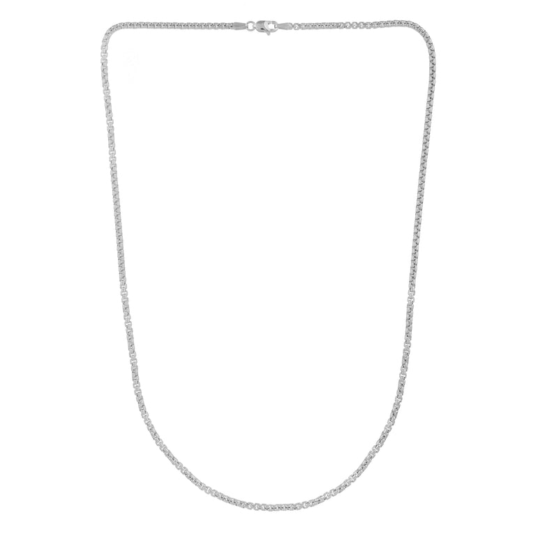 14K Gold 2.5mm Solid Round Box Chain-White | Lobster