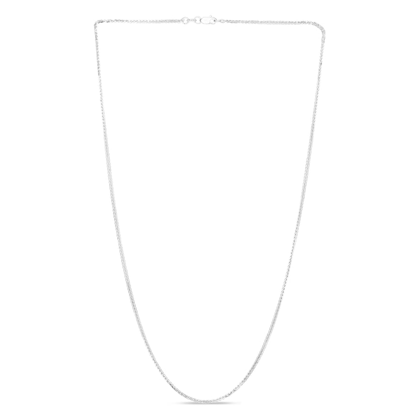 14K Gold 1.8mm Square Wheat Chain -White | Lobster