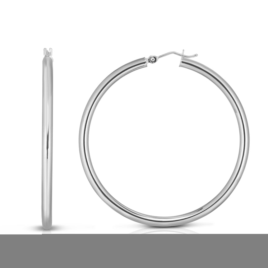 14K Gold 3x50mm Hoops-White | Hinged