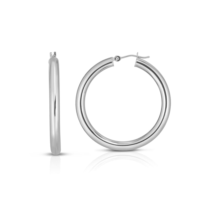 14K Gold 4x30mm Hoops-White | Hinged