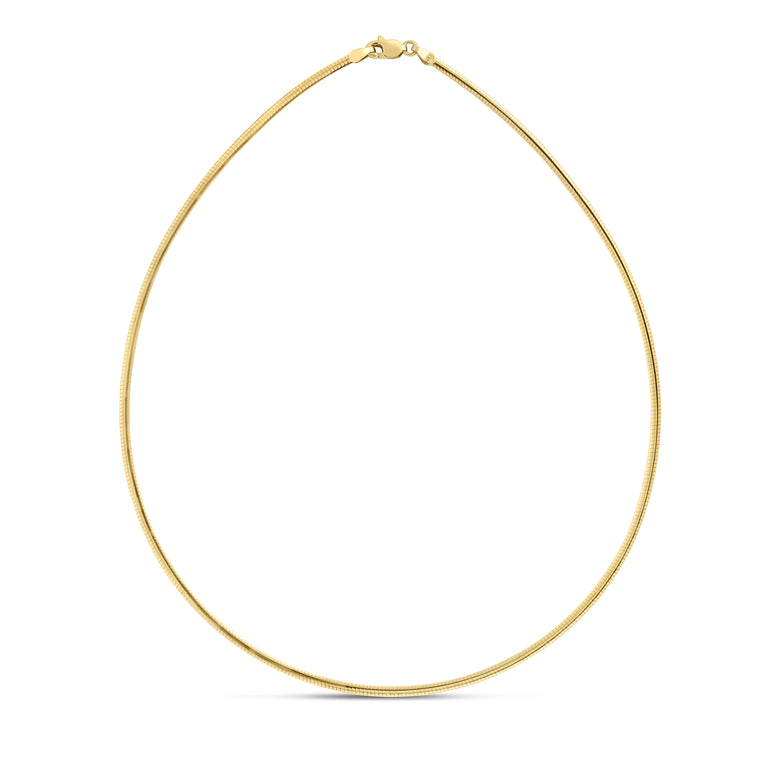 14K Gold 2mm Classic Omega -Yellow | Box with Figure 8