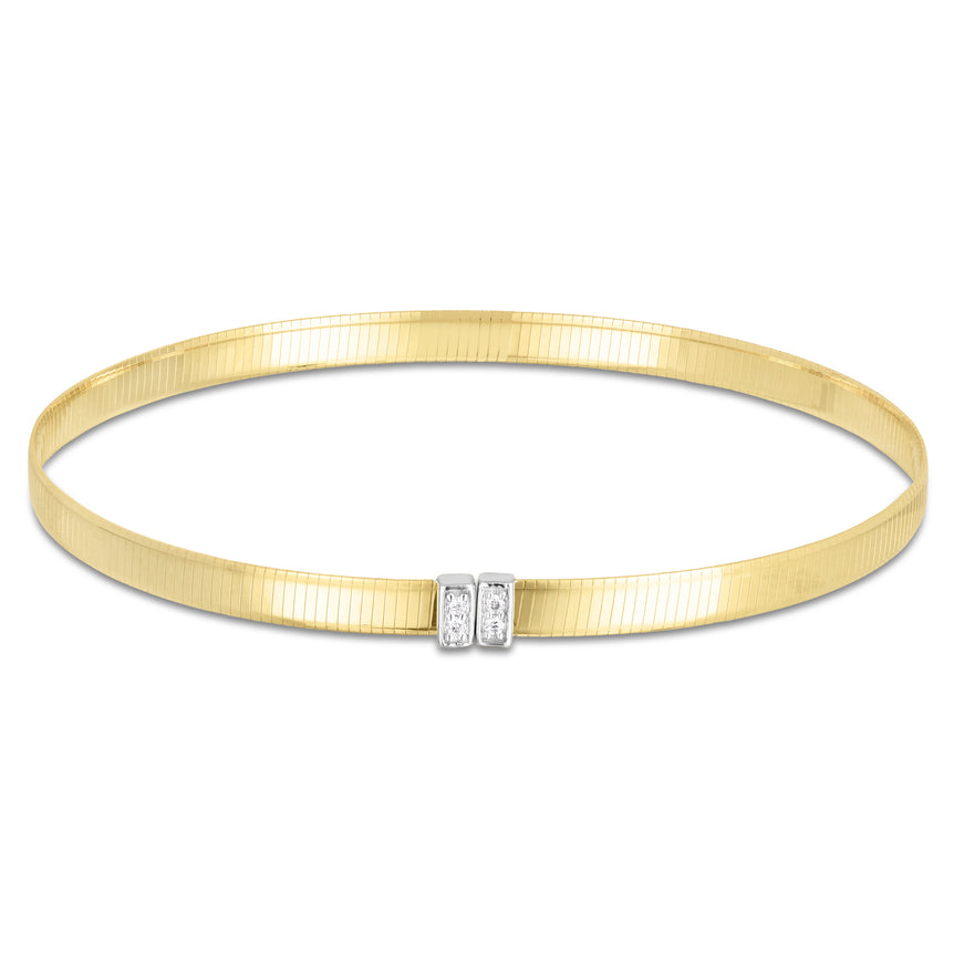 14K Gold Omega Diamond Bangle-Two-tone