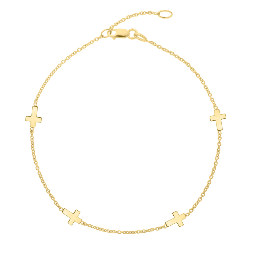 10K Sideways Cross Anklet-Yellow | Lobster