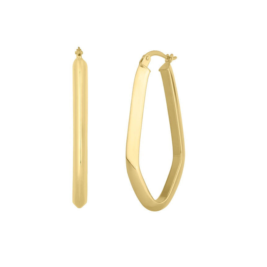 10K Geometric Oval Hoop Earring-Yellow | Hinged