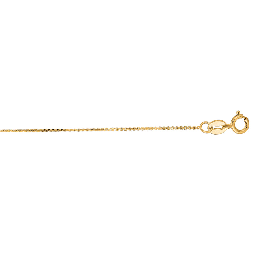 10K Gold .5mm Diamond Cut Flat Cable Chain -Yellow | Spring Ring