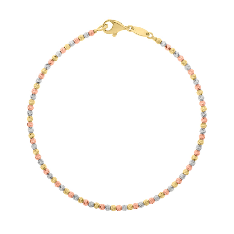 10K Tricolor Bead Bracelet-Tri-color | Pear Shaped Lobster