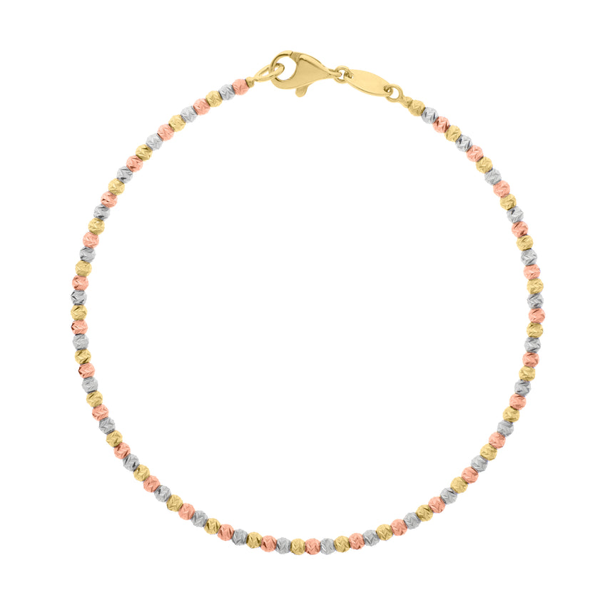 10K Tricolor Bead Bracelet-Tri-color | Pear Shaped Lobster